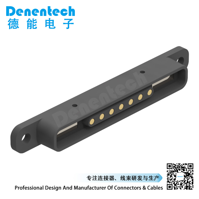 Denentech low price of Rectangular magnetic pogo pin 7P straight female magnetic pogo pin connector 7